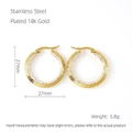27mm gold-plated titanium steel hoop earrings with Greek key pattern and zircons - Round Greek Fret Pattern Rhinestone Style (640)