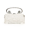 Transparent acrylic box bag with ice crack pattern and silver lion head handle - Clear