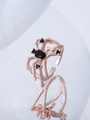 Gothic spider ear cuff in rose gold with black gemstones and adjustable open ring design - Spider Ring (Rose Gold Color) (9747)
