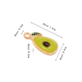 Green enamel avocado fruit charm pendant with gold metal edges and size measurements - Avocado