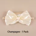 Champagne silk-like sleep mask with large bow and elastic strap in 1-piece set - Champagne Bow Style
