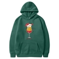 Dark green fleece hoodie with Santa's Shandy graphic and kangaroo pocket - S / Tops / Dark Green - Santa's Shandy Print (32)