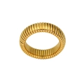 Macro shot of gold-plated titanium steel ring with vintage Tubogas spiral texture - US 7 / Gold