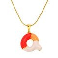 Colorful drip oil letter a pendant on a gold snake chain necklace for women - Letter Q(S640G-002-Q)