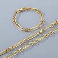 Conjunto de joyas de acero de titanio dorado con collar y pulsera de cadena en O - Pulsera 20CM / Dorado