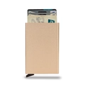 Slim champagne gold RFID blocking metal card holder with pop-up sliding mechanism - Gold