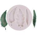 White silicone leaf mold for fondant or resin with green leaf shapes for crafts - Three-hole Leaf Shape (50-1770) / Gray
