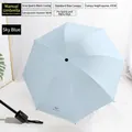 Ombrello pieghevole automatico celeste a 24 stecche con rivestimento nero anti-UV sole e pioggia - Ombrello Manuale Uv Blu Cielo / Senza confezione regalo