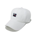 Detalle de gorra de algodón blanco con bordado detallado de un lindo gato negro - M (56-58cm) / Blanco