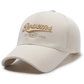 Cremefarbene Mesh-Baseballkappe mit goldener 2024 Draems-Stickerei und Textur - Verstellbar / Hellbeige