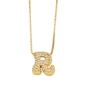Gold plated R letter necklace with micro-set zircon stones on a fine box chain - Letter R