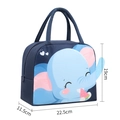 Bolsa de almuerzo azul marino con estampado de elefante y asas dobles para oficina - Elefante Azul Marino Zoo