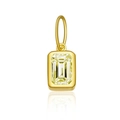 Rectangle golden S925 silver pendant necklace with green zircon gemstone in bezel setting - 18K Gold-August