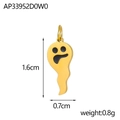 Detail view of a Halloween ghost pendant showing dimensions 1.6cm by 0.7cm on white background - Gold Little Ghost