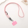 Cordon de téléphone en cuir PU rose avec sangle tressée durable et patch assorti - Bandoulière / Rose