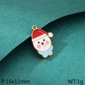 DIY Christmas snowman pendant in red and white enamel with gold trim for jewelry making - Snowman with Blue Hat Style (KLJ10451-ZLA)