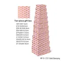 Set di 10 scatole regalo rettangolari rosa con fiocco dorato e motivi a pois - Set da 10 Pezzi Fiocco Rosa