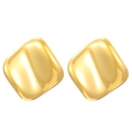 Close-up of square 18K gold plated stainless steel stud earrings with smooth rounded edges - 18K Gold Plated Concave Square (1812)