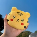 Plush yellow tiger coin purse keychain with soft fur texture and cute animal embroidery - Tiger Coin Purse - Eyelashes