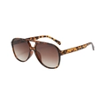 Retro tortoise shell aviator sunglasses with dual-bridge and brown gradient lenses - Leopard Frame Gradient Tea Lens
