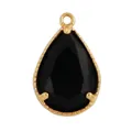 Gold plated water drop pendant with faceted black stone and micro-textured edge - Black/Small Water Drop