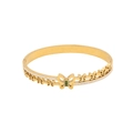 Bracciale a farfalla dorato con gemma verde e dettagli traforati in acciaio inossidabile - Stile Aperto Farfalla Gemma Verde (5#)