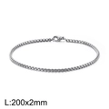 Polished silver 200x2mm Venetian box chain bracelet with secure lobster clasp for men - 2mm Width (20cm Length) / Silver