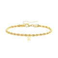 Bracciale a catena in corda placcato oro 18K con pendente a lettera K maiuscola lucida - Lettera K - Oro