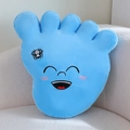 Light blue big foot plush pillow with embroidered smiley face on a white sofa - 50cm / Blue