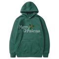 Dark green Merry Christmas hoodie with front pocket and drawstrings, unisex casual style - S / Dark Green