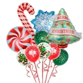 Christmas balloon set with candy canes, snowflake, tree and Santa latex balloons - Large Green Christmas Tree