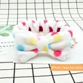 Soft white coral fleece headband with colorful polka dots and cute bow detail - White Colorful Polka Dot