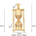 Creative hourglass shaped gold pendant with white zircon inlays and shiny metal finish - Gold Hourglass Zircon Charm