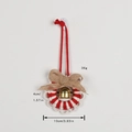 Red and white woven Christmas wreath with a burlap bow and golden bell decoration - Red & White Woven Wreath (SJ4028A)