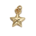 Golden five-pointed star pendant charm in polished metal with top ring for DIY jewelry - Simple Gold Five-pointed Star Pendant
