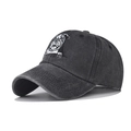 Washed dark gray baseball cap with detailed bulldog embroidery and a vintage finish - Adjustable / Bulldog Embroidery / Black