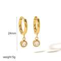 Pendientes de aro en acero de titanio chapado en oro 18k con colgantes de circón - Aros Trenzados con Colgante de Circonita (TE6789-RD)