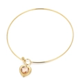 Golden titanium steel collar with a sparkling pink champagne heart gemstone pendant - Gold Pink Orange Heart Style (KN233262-Z)