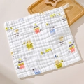 Soft white cotton gauze baby towel with cute cartoon animals and Happy Friday print - Raccoon