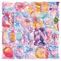 Dreamy holographic PET watercolor stickers featuring flowers and vintage elements - Candy-50pcs