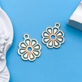Golden flower-shaped hollow metal charms for DIY jewelry making and necklaces - 1pc KC Gold Hollow Flower Shape 14x17mm