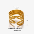 Minimalist 18K gold plated stainless steel multi-layer open ring for women - Gold Line Ring