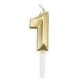 Matte gold 3D geometric number 1 candle with metallic finish for birthday cakes - Number 1 / Gold