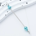 DIY metal beaded keychain bar featuring vibrant blue gradient spherical bead accents - Light Blue