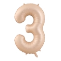 Caramel cream foil balloon in number three shape for elegant birthday party decoration - Number 3 / Caramel color