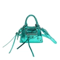Metallic emerald green mini motorcycle handbag with studs and long tassel zippers - Green