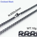 Collana a doppio strato in acciaio inossidabile nero ossidato, 650 mm di lunghezza - Stile Nero Ossidato 3mm (KN87980-K)