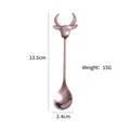 Rose gold stainless steel spoon with bull head relief handle, length 13.5cm, weight 15g - Rose Gold-Spoon
