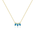 Elegante collana in argento s925 dorato con gemme blu a goccia e cristalli bianchi - Argento 925 / Oro 18K