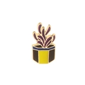 Cartoon enamel cactus pin featuring purple plant with yellow and blue potted base - Purple Succulent Pot (C1394-3)